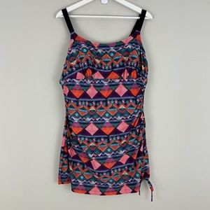 Sweet Escape One Piece Geometric Print Skirt Swimsuit